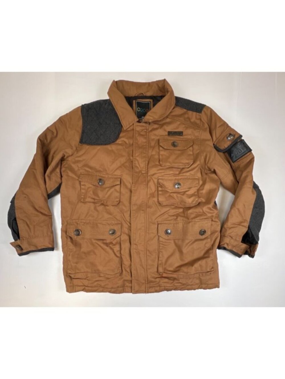 Coogi Men’s 2XL Brown Utility Field Jacket Herringbone Trim Full Zip Heavyweight
